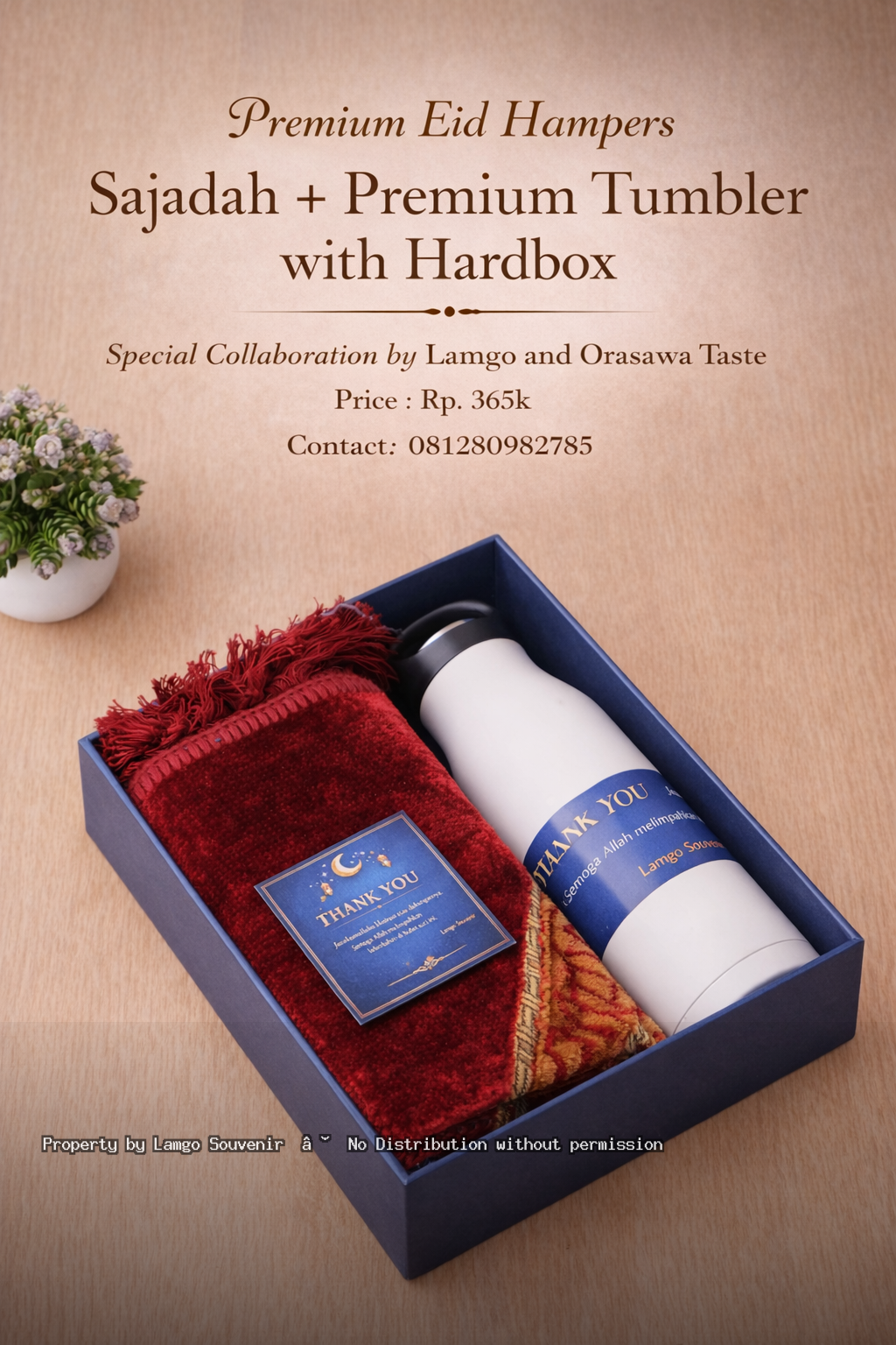 Sajadah premium by Lamgo Souvenir Sajadah + Tumbler Premum